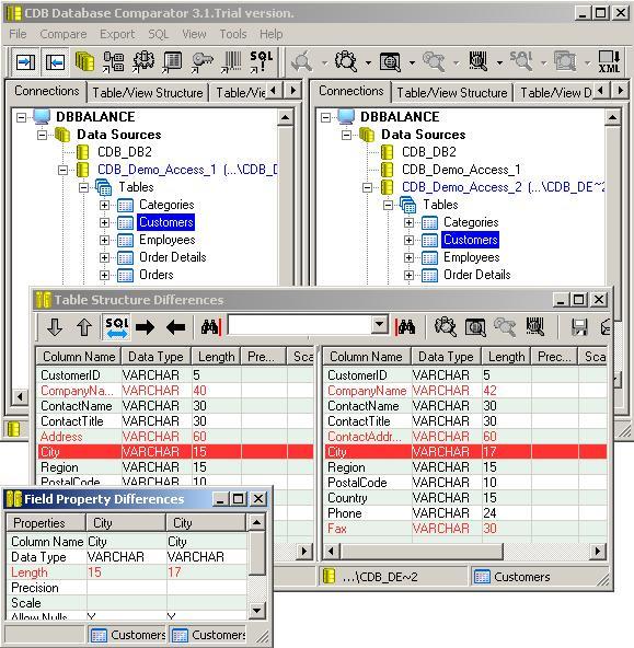 CDB Database Comparator Screenshot